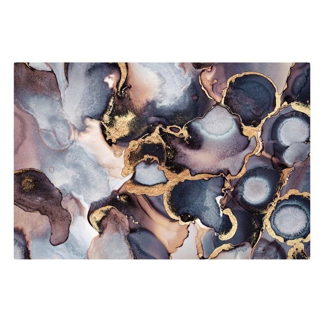 Leinwandbilder Marmor Aquarell mit Gold