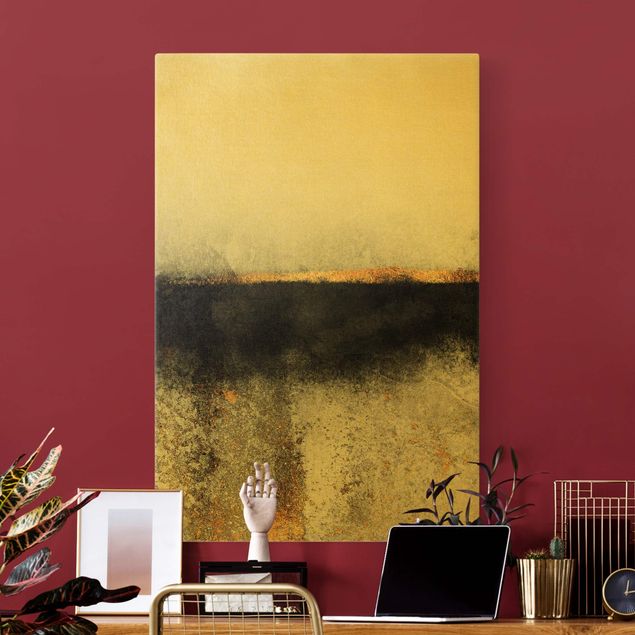 Leinwandbilder abstrakt Abstrakter Goldener Horizont Schwarz Weiß