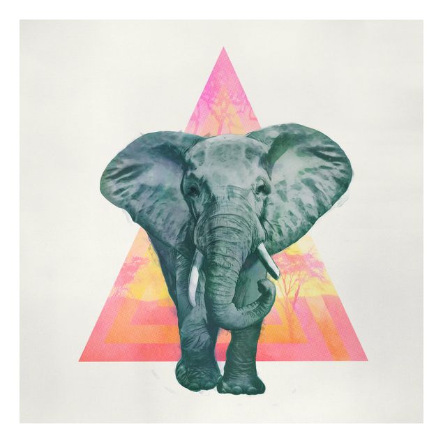 Wandbilder Illustration Elefant vor Dreieck Malerei