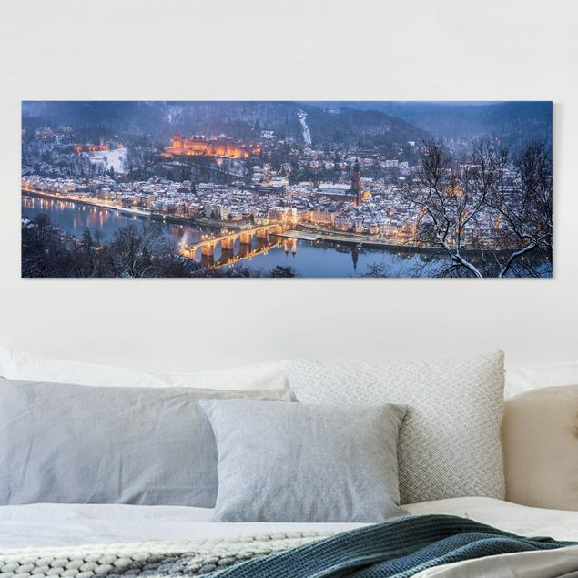 Skyline Leinwandbild Winterliches Heidelberg