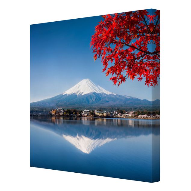Leinwandbild - Berg Fuji im Herbst - Quadrat 1:1