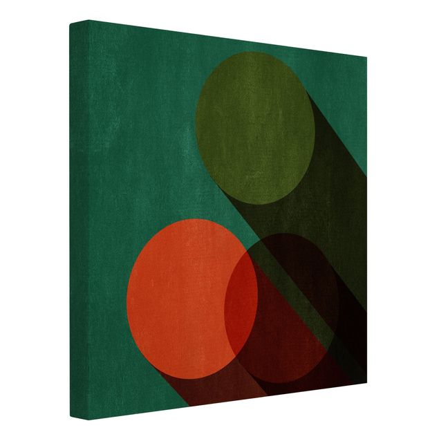 schöne Leinwandbilder Abstrakte Formen - Kreise in Grün und Rot