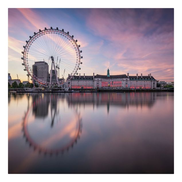 Leinwandbild - London Eye bei Sonnenaufgang - Quadrat 1:1