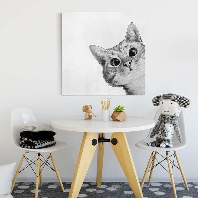 Leinwand Tiere Illustration Katze Zeichnung Schwarz Weiß