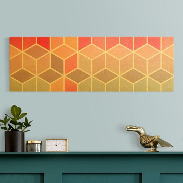 Leinwandbilder abstrakt Goldene Geometrie - Buntes Pastell