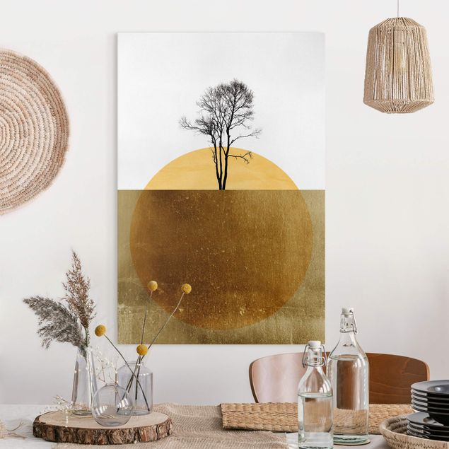 Leinwandbilder Naturmotive Goldene Sonne mit Baum