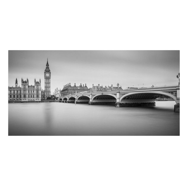 Leinwandbild - Westminster Brücke und Big Ben - Querformat 1:2