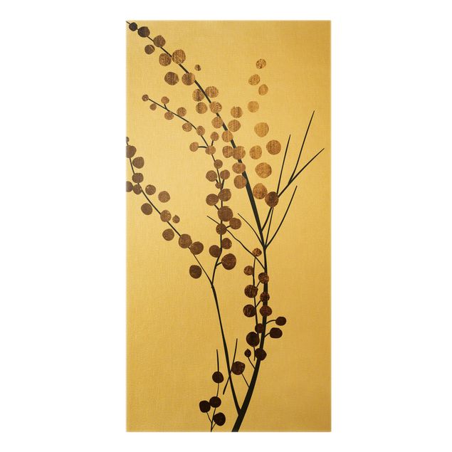 schöne Leinwandbilder Grafische Pflanzenwelt - Beeren Gold