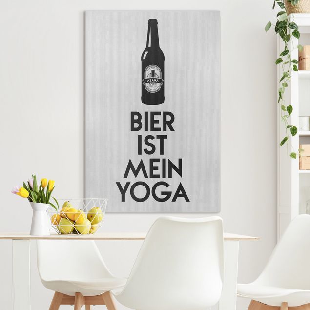 Leinwandbild mit Spruch Bier Ist Mein Yoga
