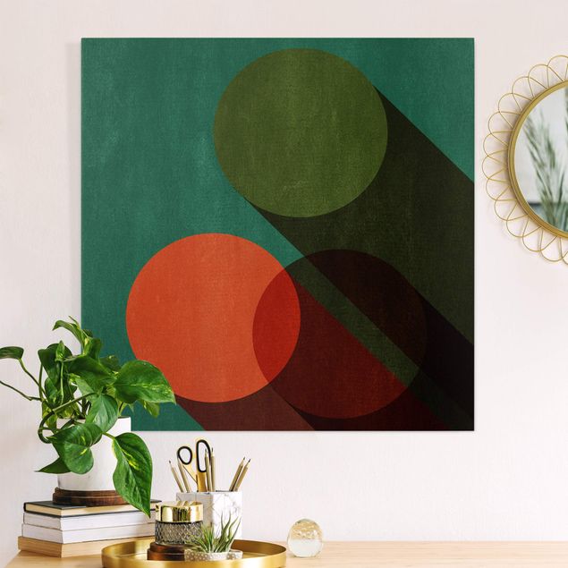 abstrakte Leinwandbilder Abstrakte Formen - Kreise in Grün und Rot