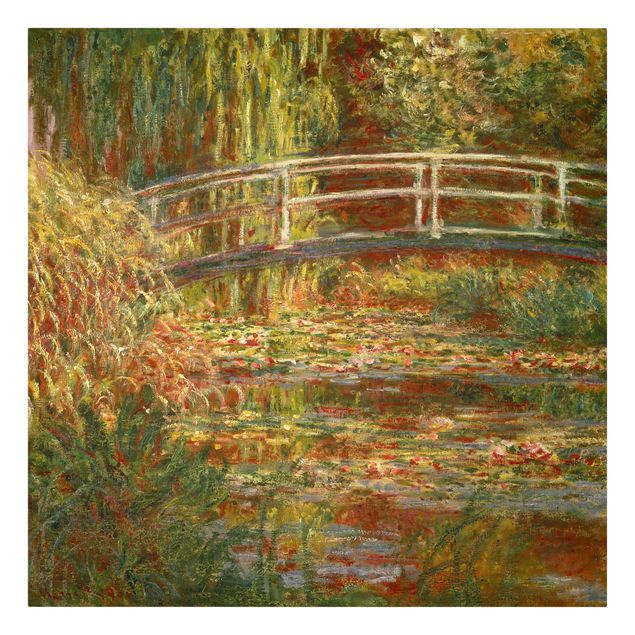 Leinwandbilder Claude Monet - Seerosenteich und japanische Brücke (Harmonie in rosa)