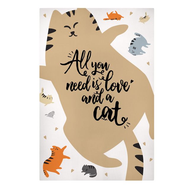 Leinwandbilder All you need is love and a cat Katzenbauch
