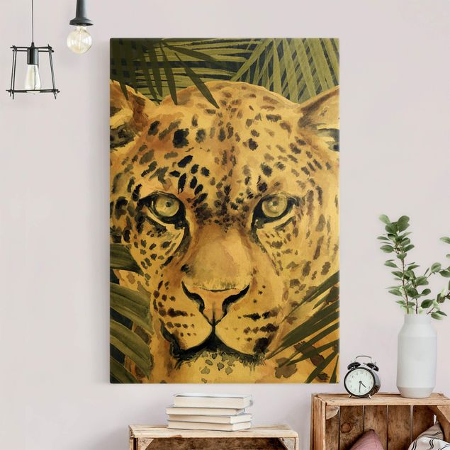 moderne Bilder auf Leinwand Leopard im Dschungel