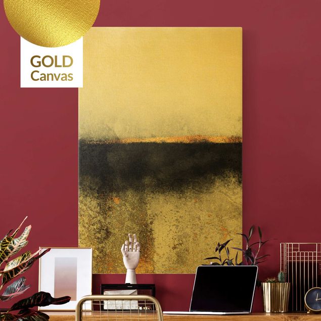 Leinwandbilder Gold Abstrakter Goldener Horizont Schwarz Weiß