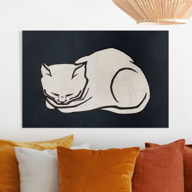 Leinwandbild Katze Schlafende Katze Illustration