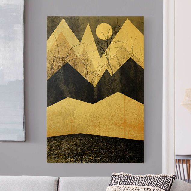 Leinwandbilder abstrakt Goldene Berge Äste