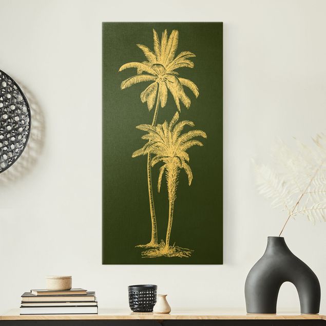 Leinwandbilder Gold Illustration Palmen auf Grün