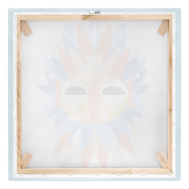 Leinwandbild - Collage Ethno Maske - Papagei - Quadrat 1:1