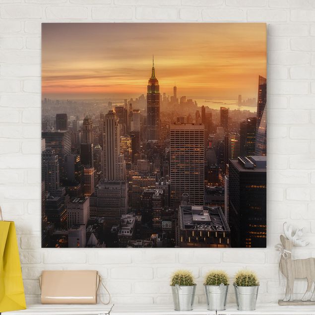 Leinwandbilder New York Manhattan Skyline Abendstimmung