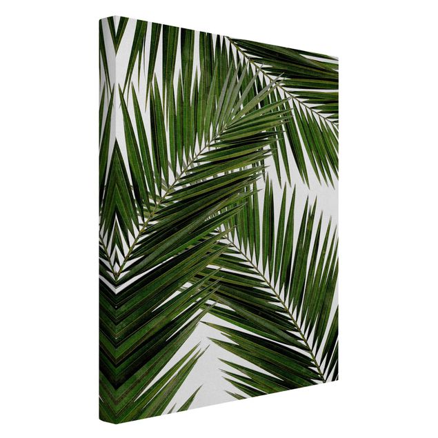 schöne Leinwandbilder Blick durch grüne Palmenblätter