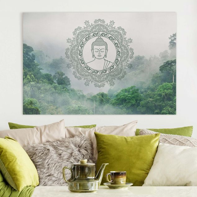 Leinwandbilder Buddha Buddha Mandala im Nebel