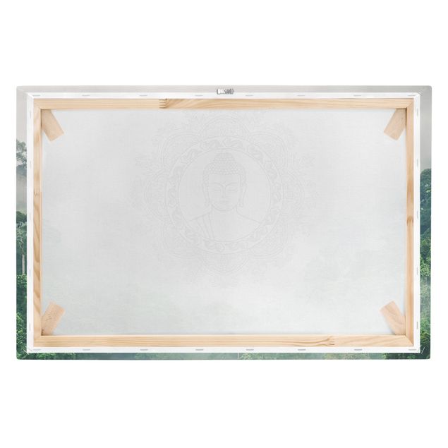 Leinwandbild - Buddha Mandala im Nebel - Querformat 3:2