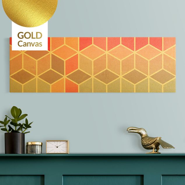 Leinwandbilder Gold Goldene Geometrie - Buntes Pastell