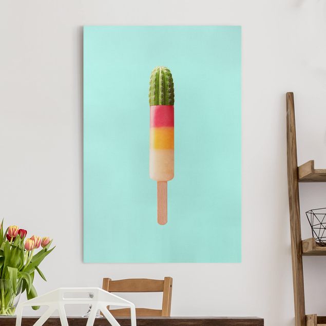 moderne Bilder auf Leinwand Eis mit Kaktus