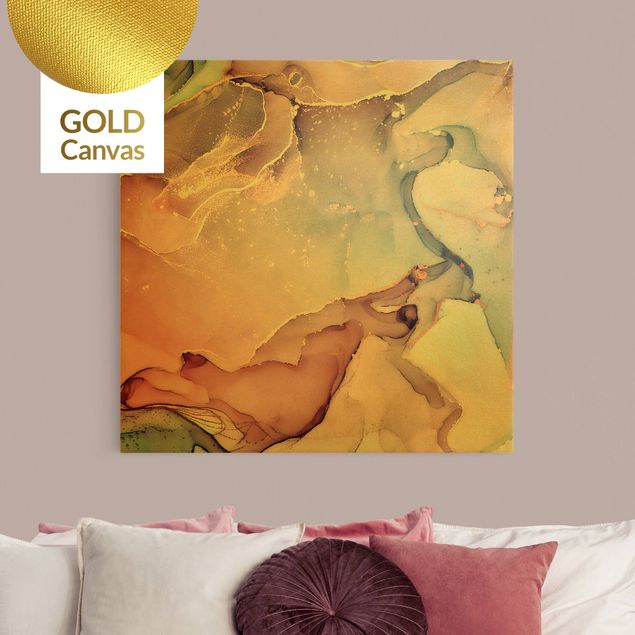 Leinwandbilder Gold Aquarell Pastell Rosa mit Gold