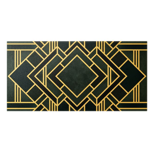 schöne Bilder Goldene Geometrie - Art Deco Blau