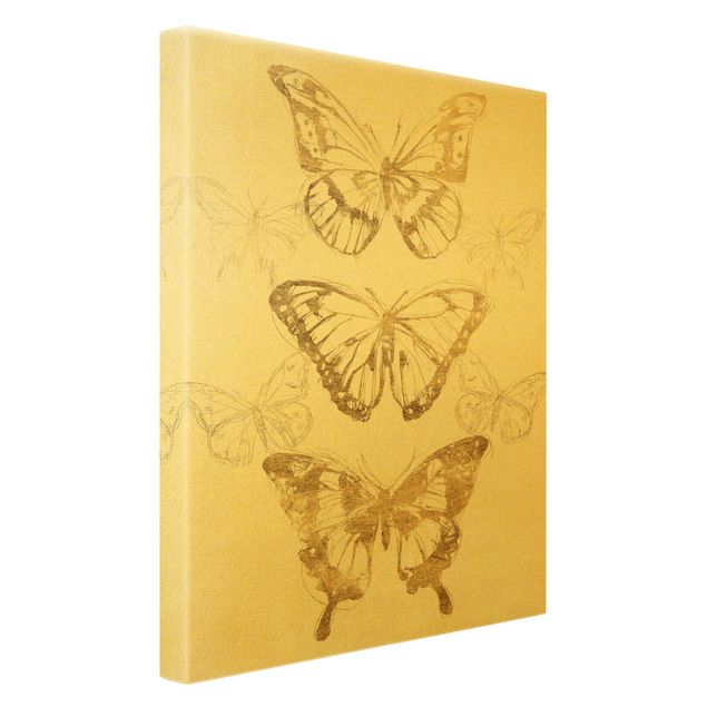 Leinwandbilder Schmetterlingskomposition in Gold II