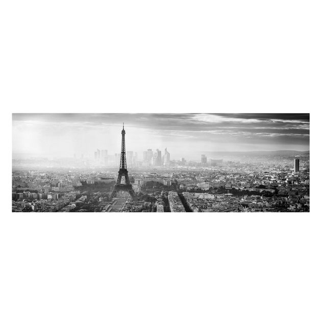 Leinwandbilder kaufen Der Eiffelturm von Oben Schwarz-weiß