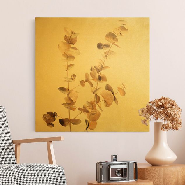 Blumenbilder auf Leinwand Goldene Eukalyptuszweige
