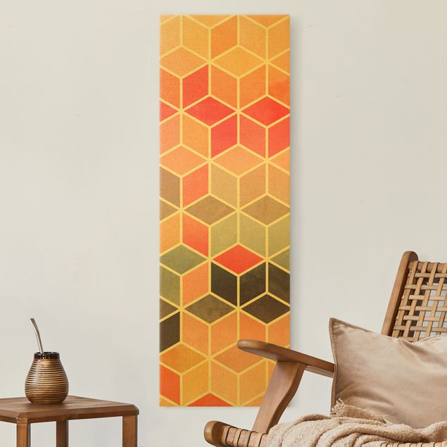 abstrakte Leinwandbilder Goldene Geometrie - Buntes Pastell