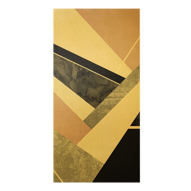 Wandbilder Goldene Geometrie - Rosa Schwarz