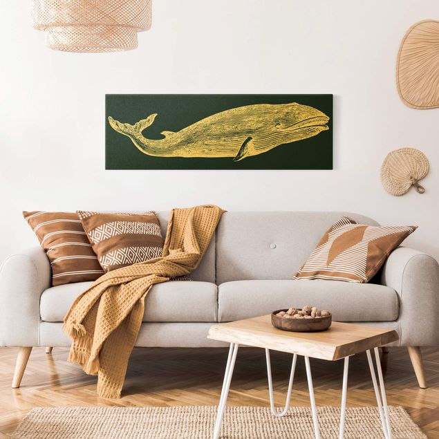 Leinwandbilder Illustration Wal auf Blau