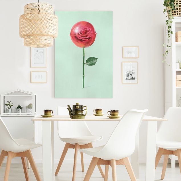 moderne Bilder auf Leinwand Rose mit Lollipop