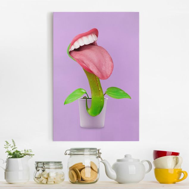Leinwandbilder modern Fleischfressende Pflanze mit Mund