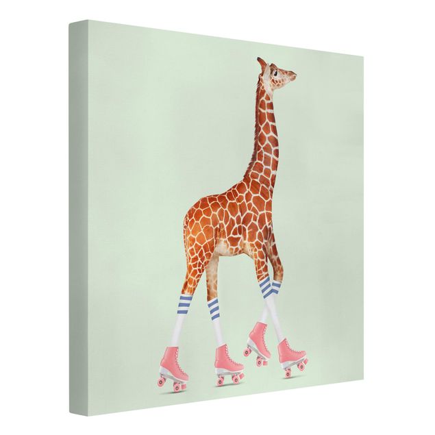 schöne Bilder Giraffe mit Rollschuhen