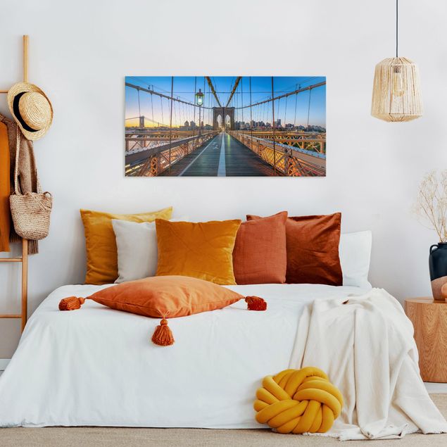 Wandbilder Morgenblick von der Brooklyn Bridge
