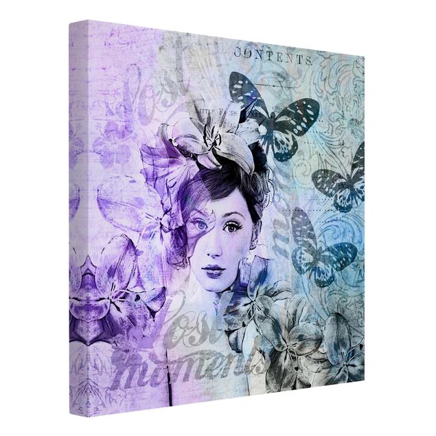 Bilder Shabby Chic Collage - Portrait mit Schmetterlingen