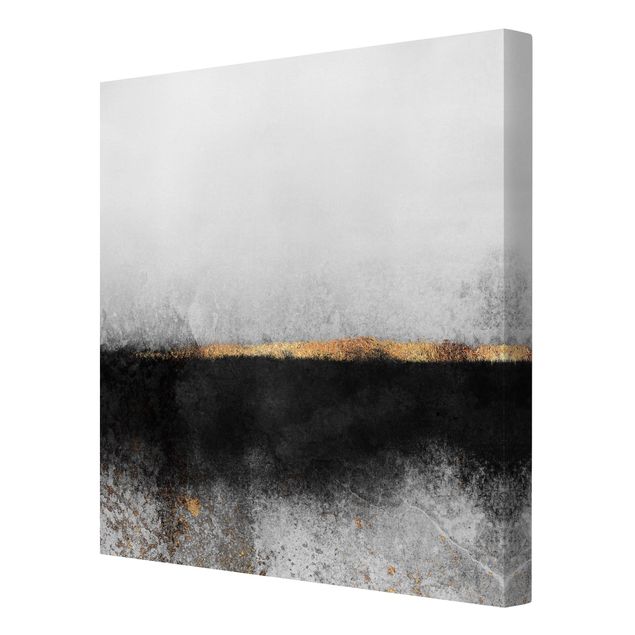 Leinwandbilder Abstrakter Goldener Horizont Schwarz Weiß