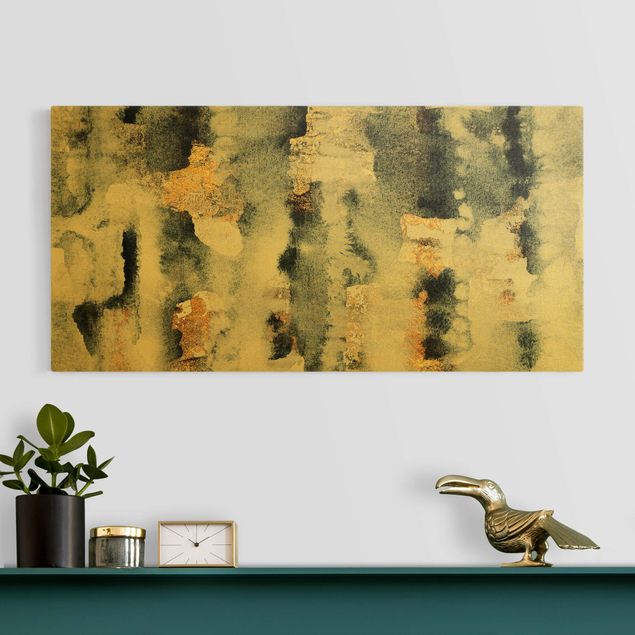 Leinwandbilder Gold Abstraktes Aquarell mit Gold