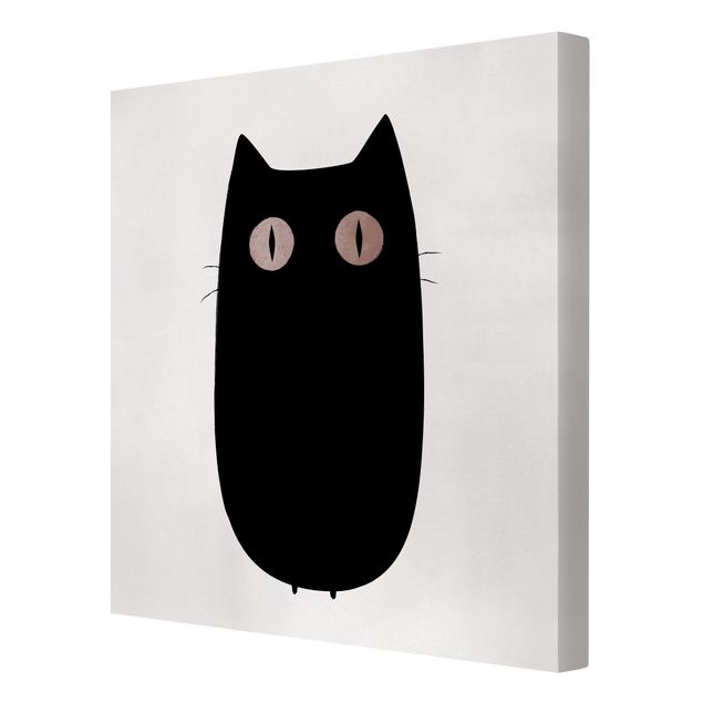 Leinwandbild - Schwarze Katze Illustration - Quadrat 1:1