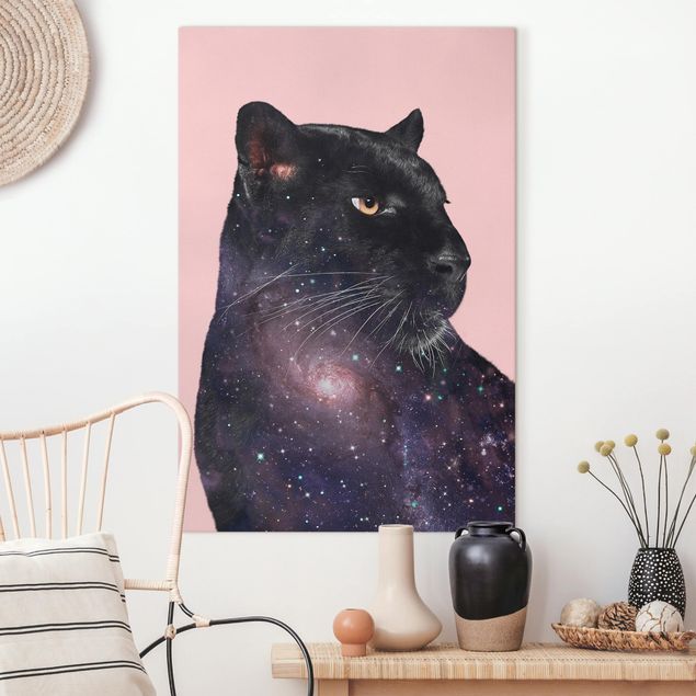 moderne Bilder auf Leinwand Panther mit Galaxie