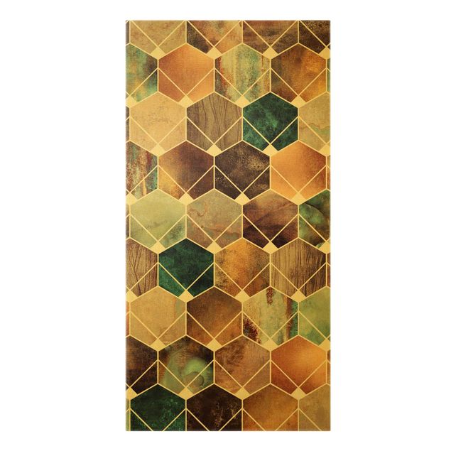 Wandbilder Goldene Geometrie - Türkises Art Deco