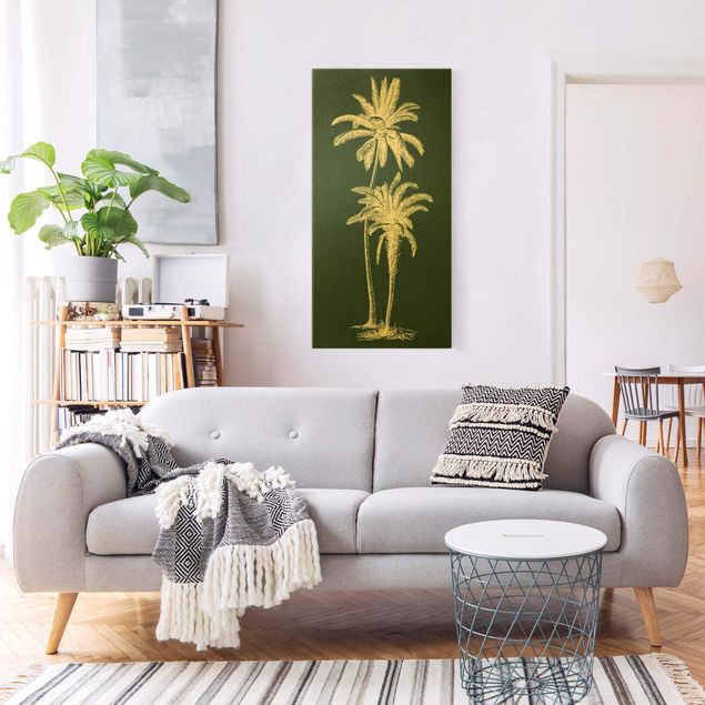 Leinwandbilder Blumen Illustration Palmen auf Grün