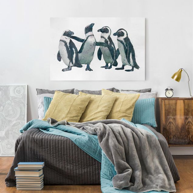 Leinwand schwarz-weiß Illustration Pinguine Schwarz Weiß Aquarell