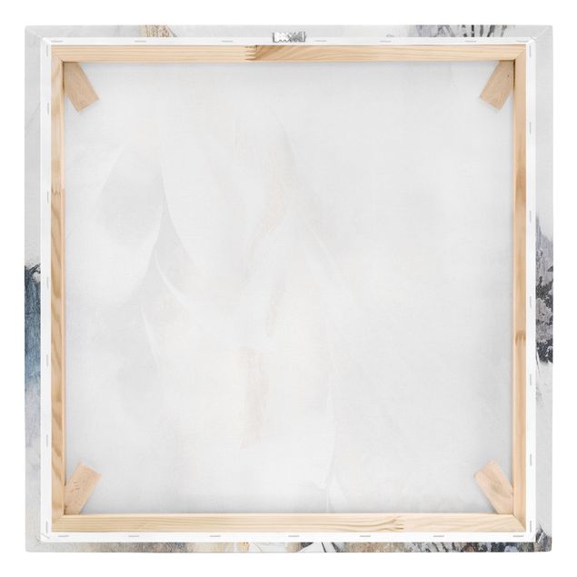 Leinwandbild - Goldene abstrakte Wintermalerei - Quadrat 1:1