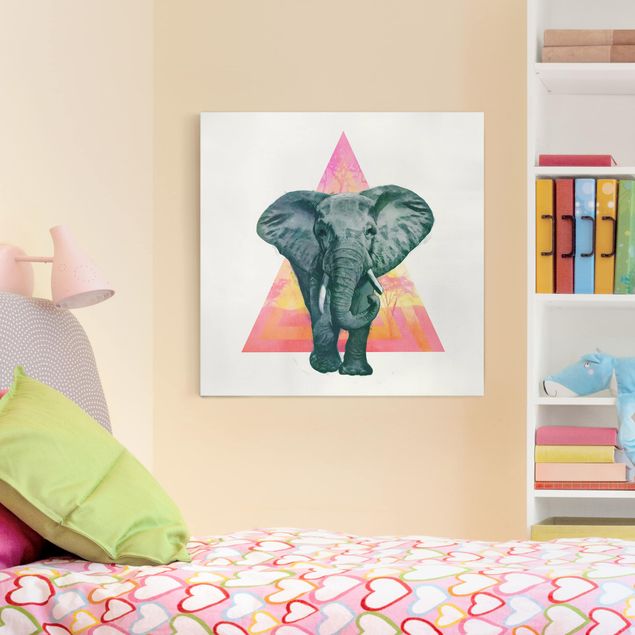 Leinwand Elefant Illustration Elefant vor Dreieck Malerei